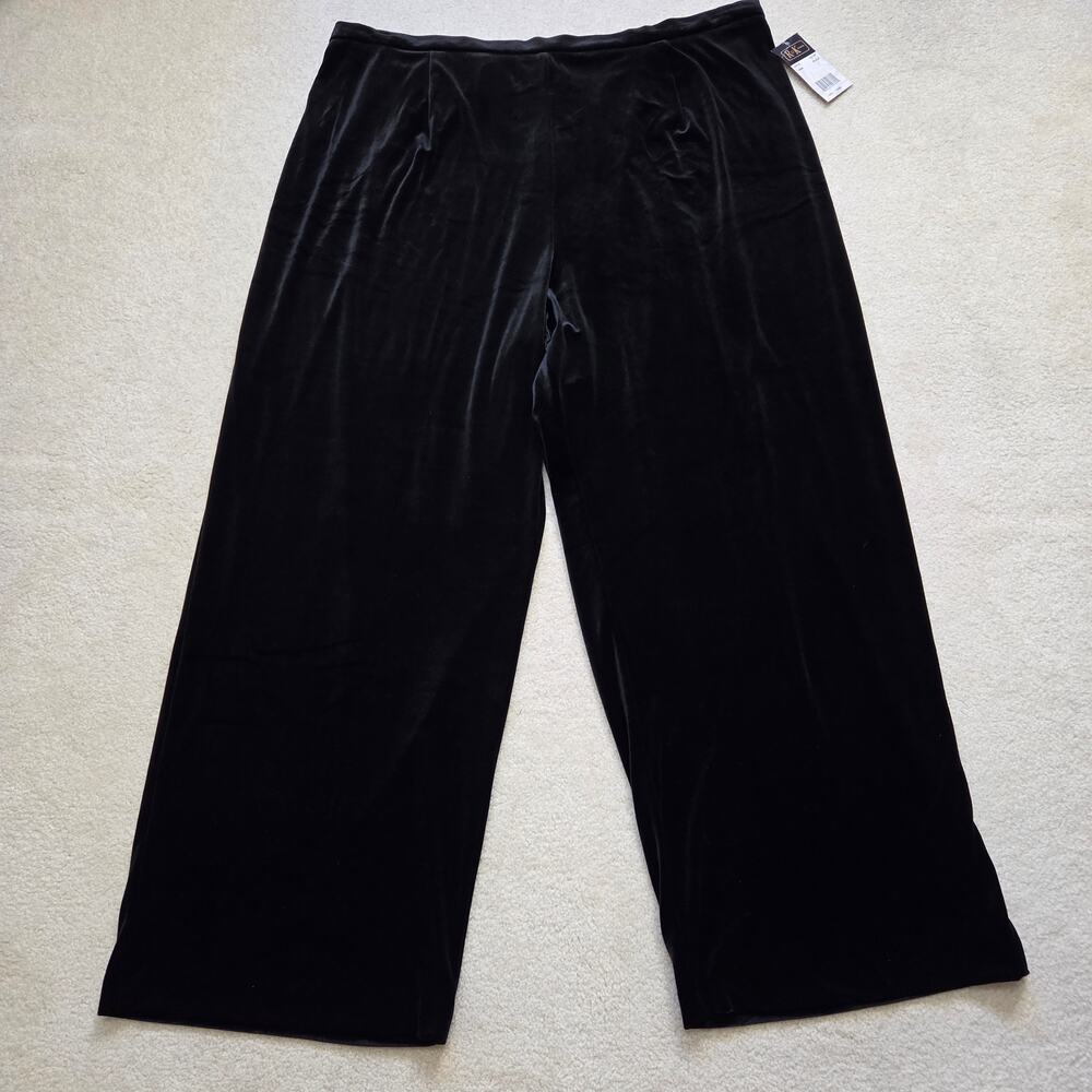 NWT Vintage R&K Evening 24W Velvet Wide Leg Dress Pants Black